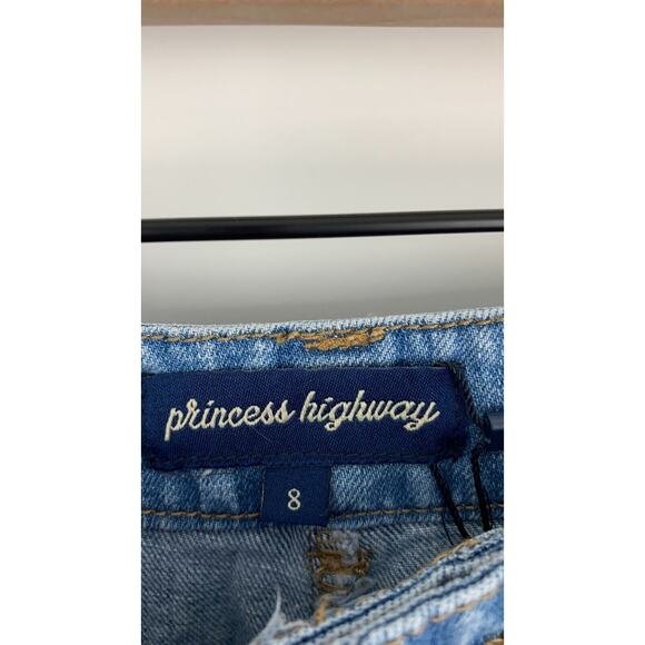 Princess Highway Womens Floral Embroidered Blue Denim Lindy Jeans AU 8 US Size 4 - Picture 9 of 10